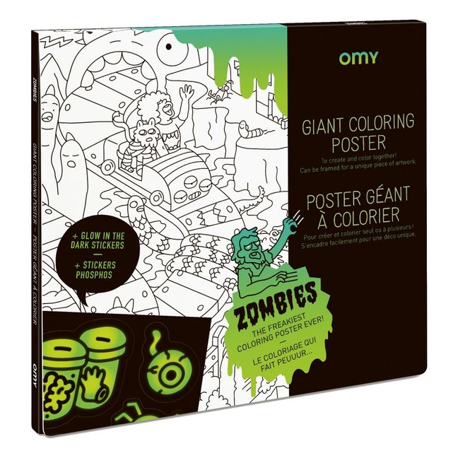 Poster à colorier Géant Zombies et stickers phosphorescents