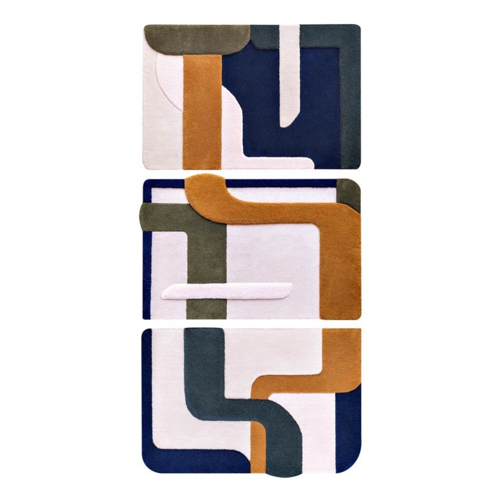 Mapoésie - Tapis tufté tryptique Elément en laine et bambou Ma Poésie x Pinton - Multicolore