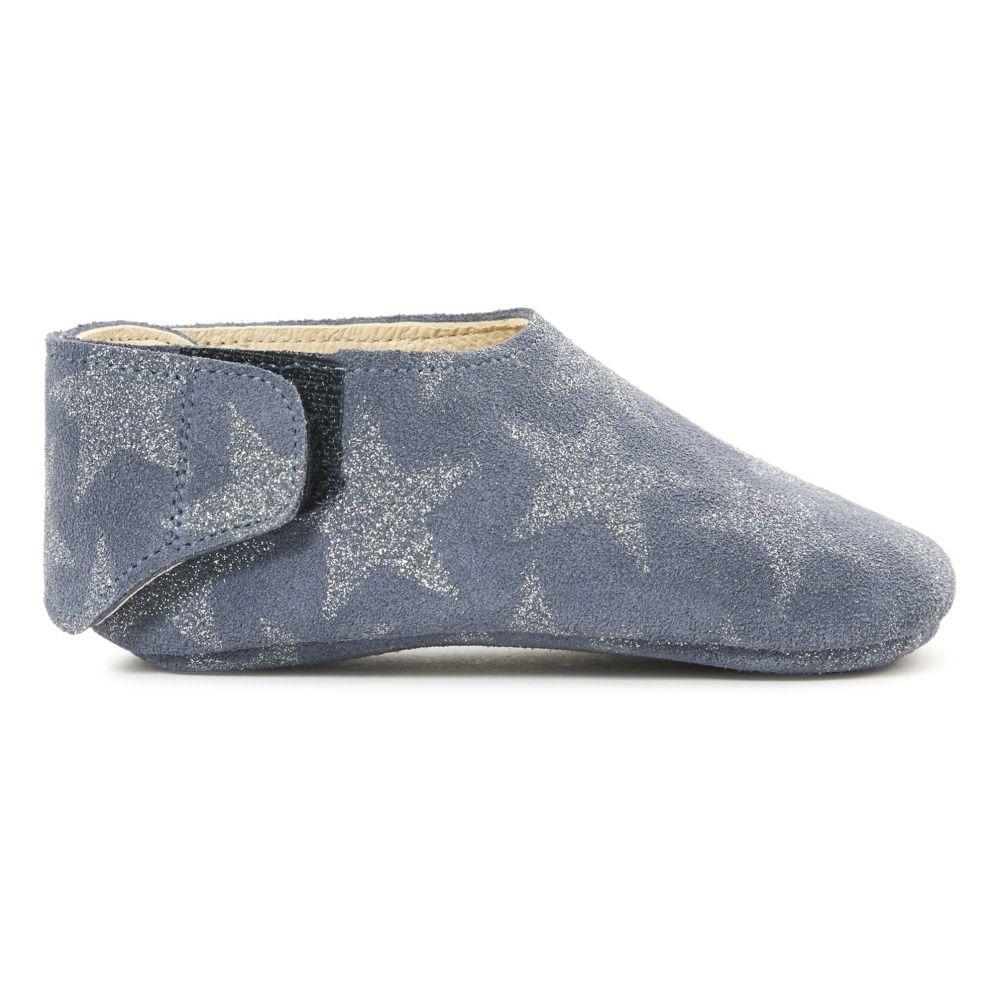 Pèpè - Chaussons Scratch Etoiles Suède - Fille - Bleu chiné