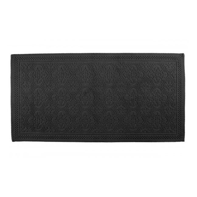 Relief Pattern Cotton Bath Mat 55x110cm | Black