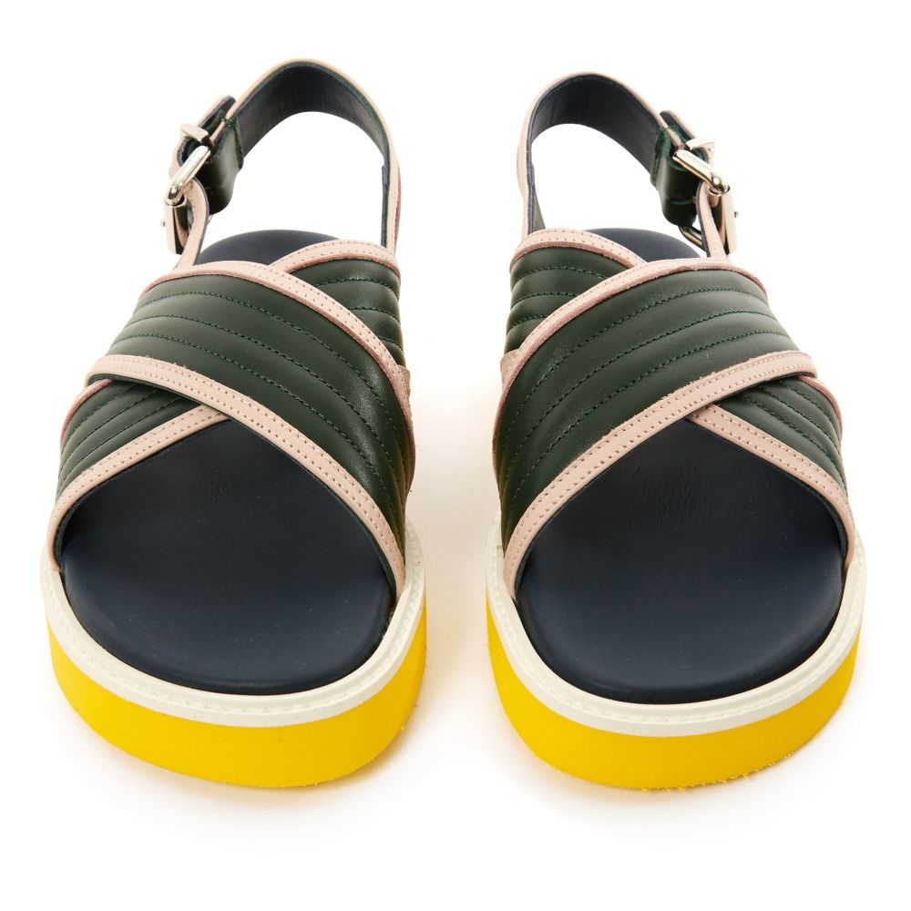 Swilly Crossed Leather Sandals Chrome green Marni Shoes Teen