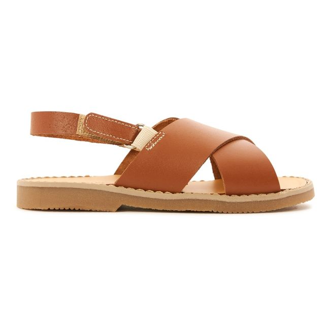 Sandali in pelle con listini incrociati | Camel