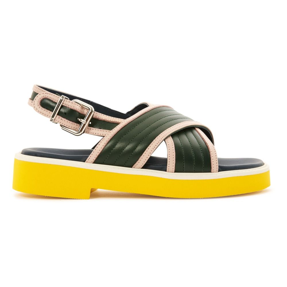 Marni - Sandales Cuir Croisées Swilly - Fille - Vert sapin