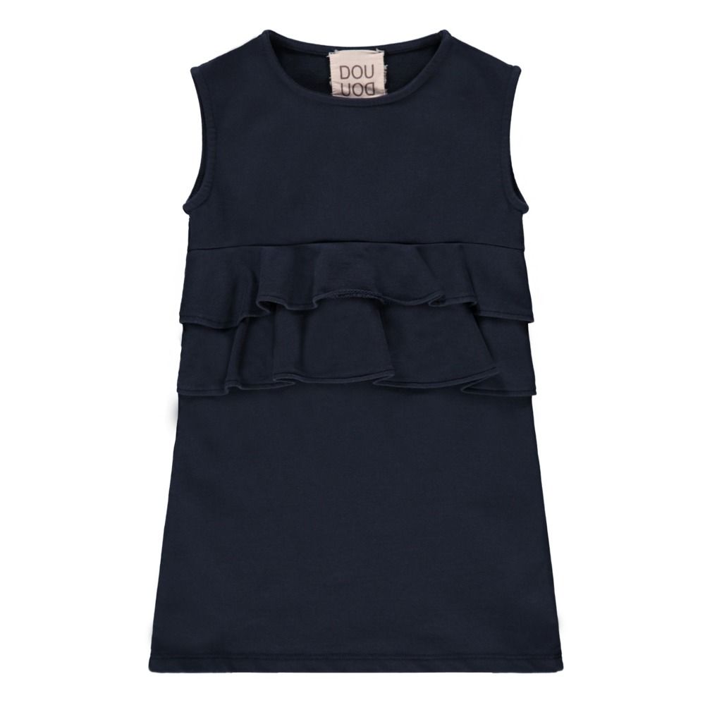 Douuod - Robe Jersey Taille Volants - Fille - Bleu marine