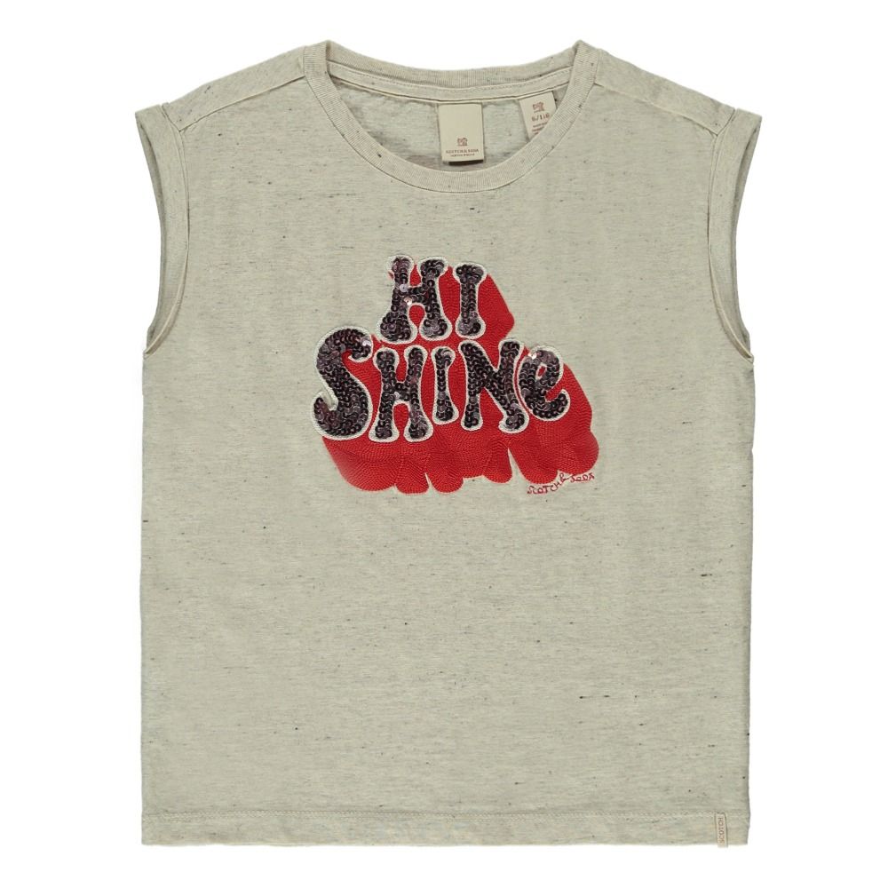 Scotch & Soda - T-shirt Sequins 'Hi Shine' - Fille - Ecru chiné