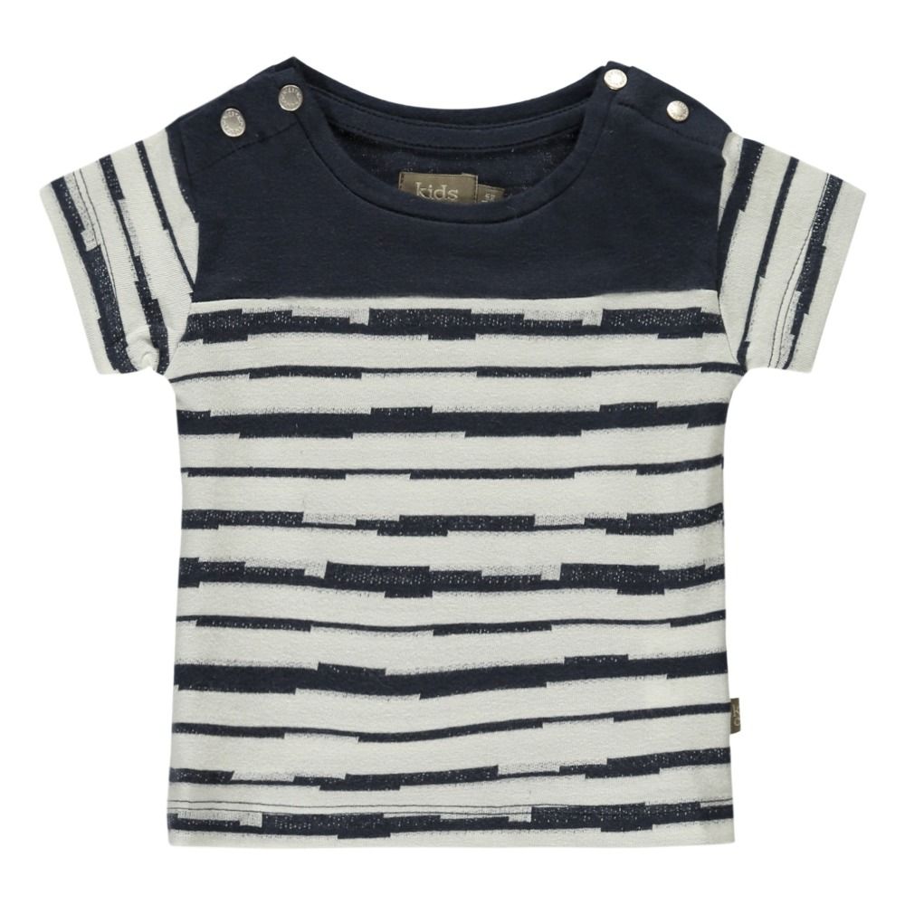 Kidscase - T-Shirt Rayé Coton Bio Syd - Garçon - Bleu nuit