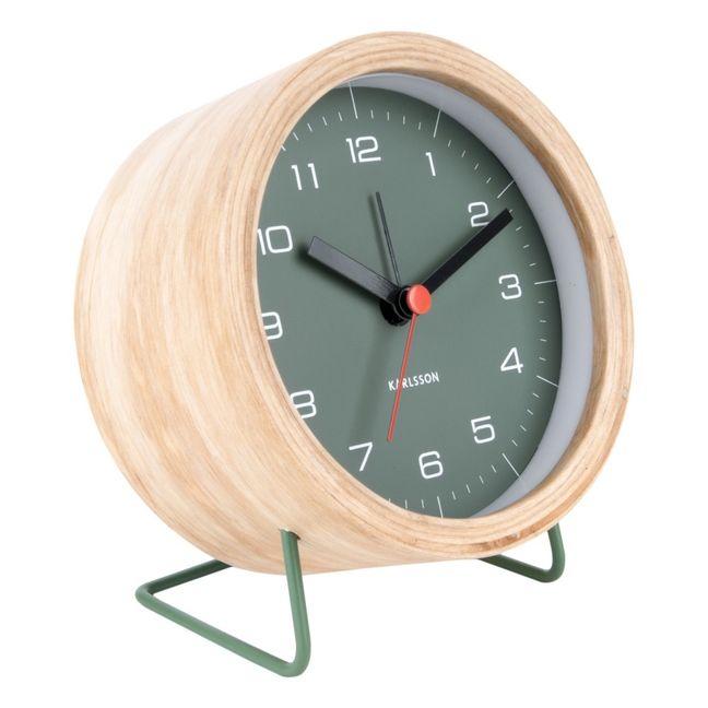 Wooden Alarm Clock Green