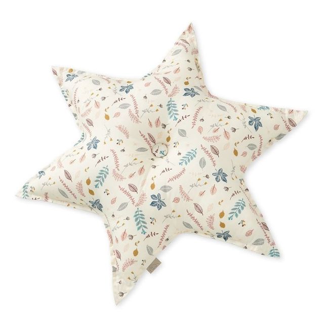 Coussin Etoile en coton bio Feuilles D48 cm