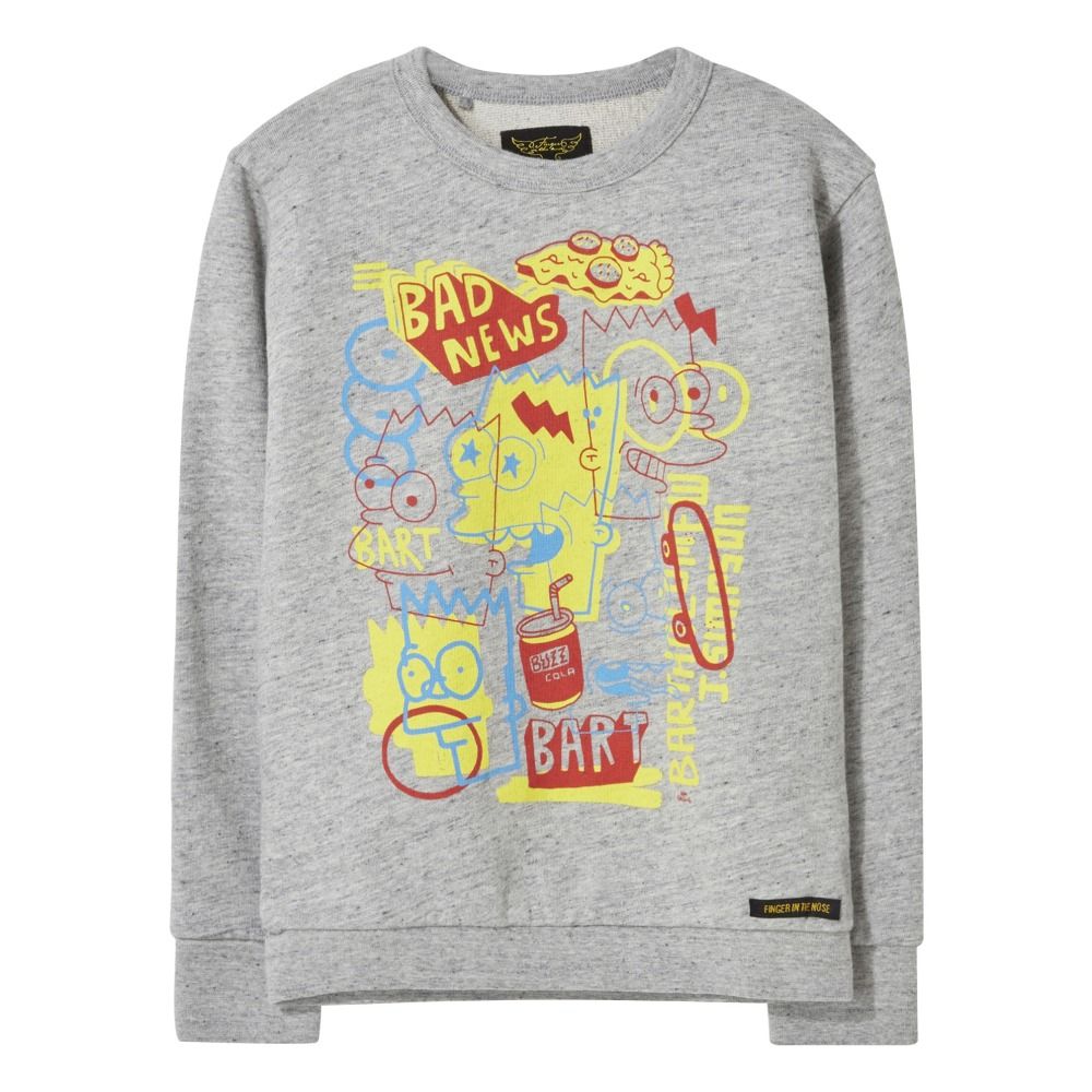 Finger in the nose - Sweat Pop Bart Brian - Garçon - Gris chiné