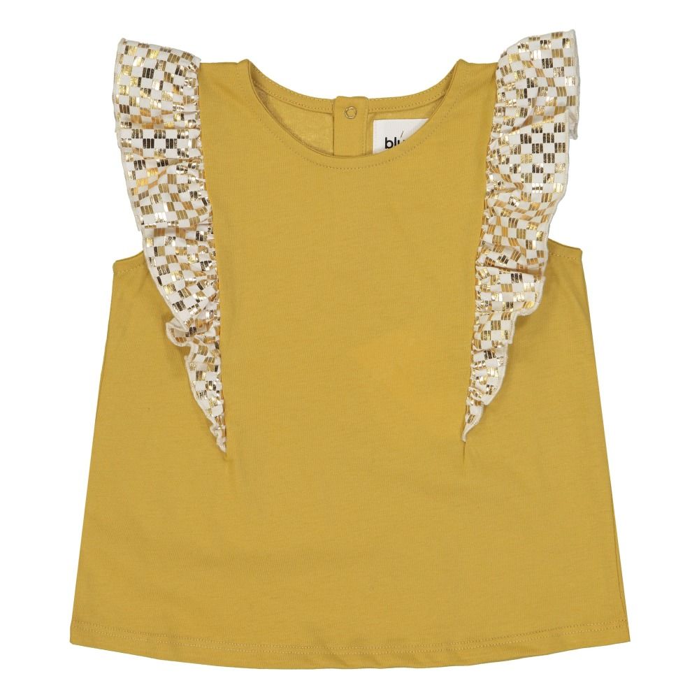 Blune Kids - Top Volants Motifs Dorés New Wave - Fille - Jaune moutarde