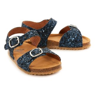 double buckle glitter sandals