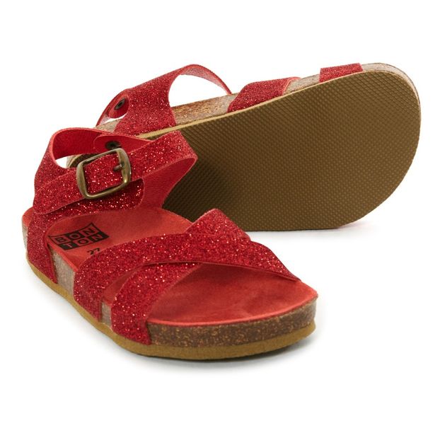 German Glitter Leather Sandals Red Bonton Shoes Baby
