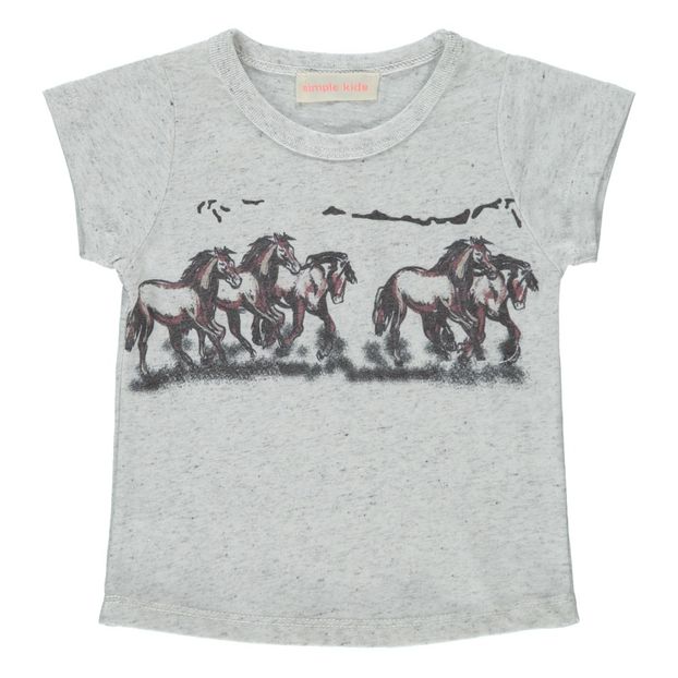 Horse TShirt Light grey Simple Kids Fashion Children
