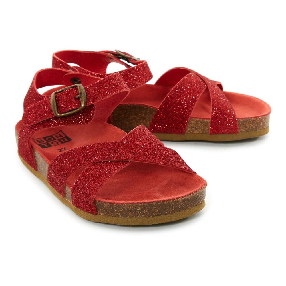 German Glitter Leather Sandals Red Bonton Shoes Baby