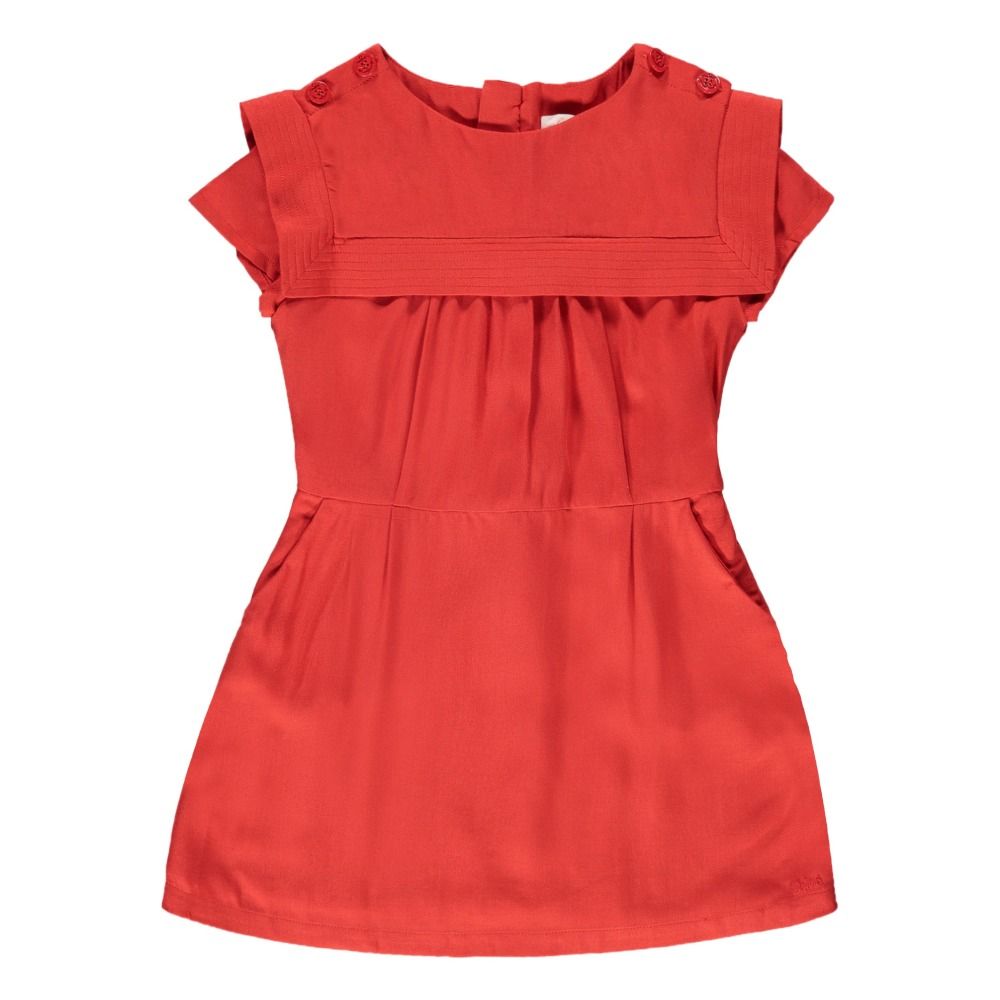 Chloé - Robe Col Marin Percale - Fille - Rouge