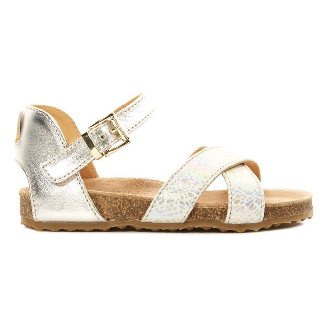 Sandales Balthazar Cuir Lamé Boucle | Argenté