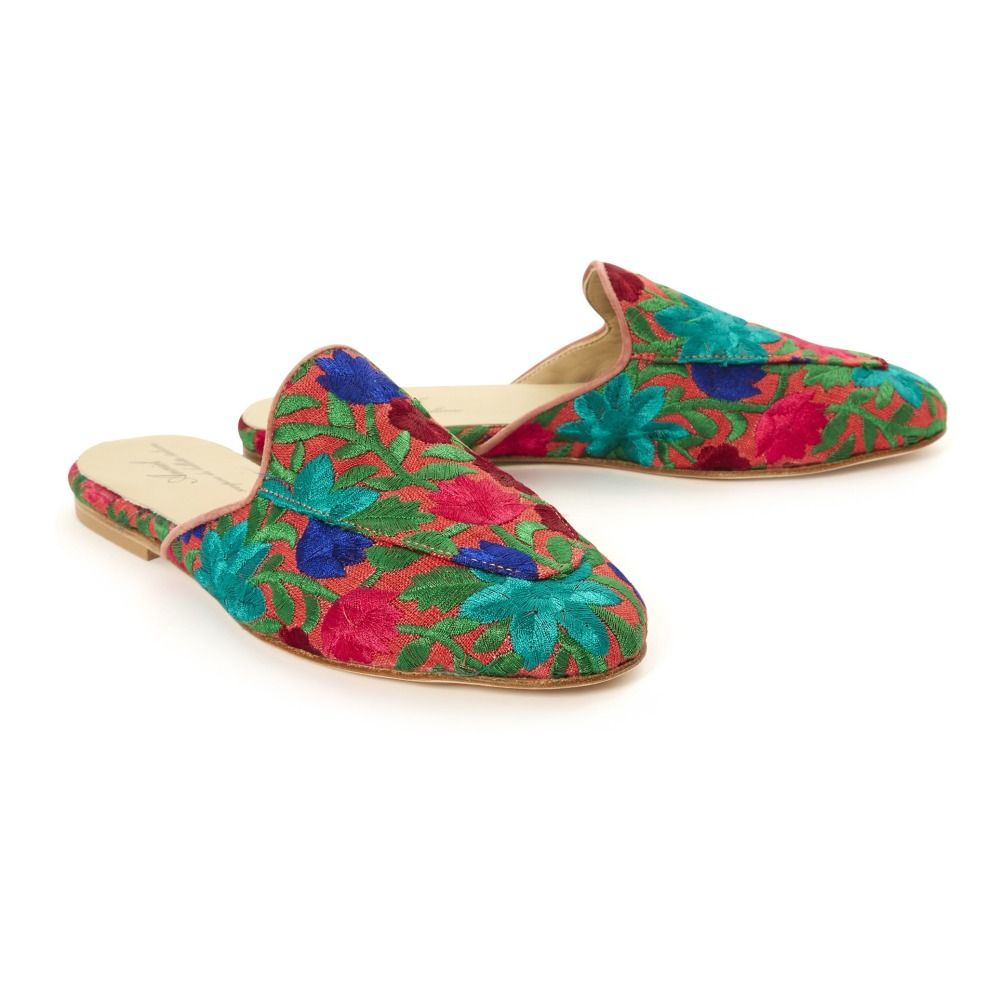 FLower Embroidered Mules Multicoloured Anniel Shoes Adult