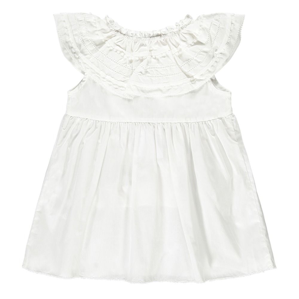 Burberry - Robe Dentelle Brodée Deline - Fille - Blanc