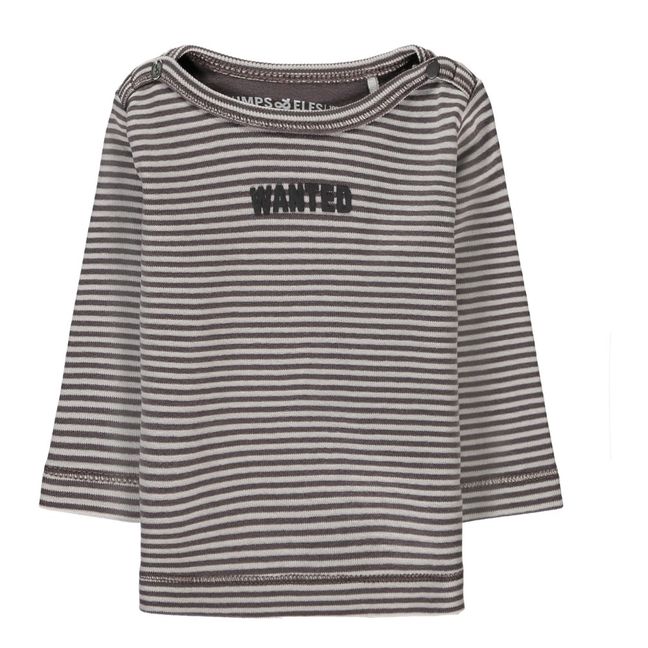 Wanted Striped Organic Cotton T-Shirt | Grey
