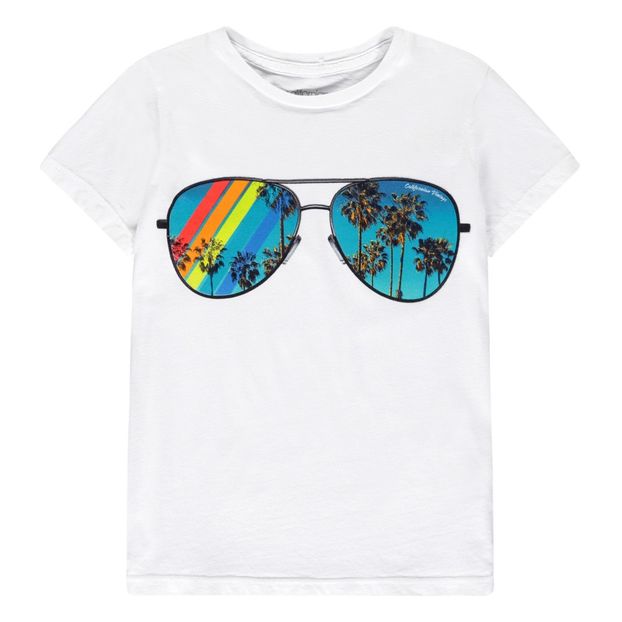 Sunglasses T Shirt White Californian Vintage Fashion Teen