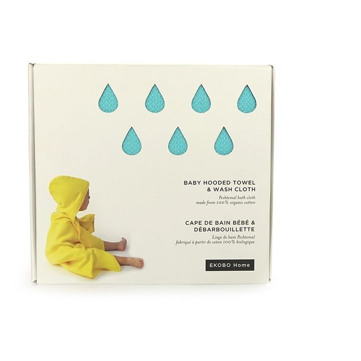 Capa de baño bebé y manopla de algodón orgánico | Azul Turquesa- Imagen del producto n°2
