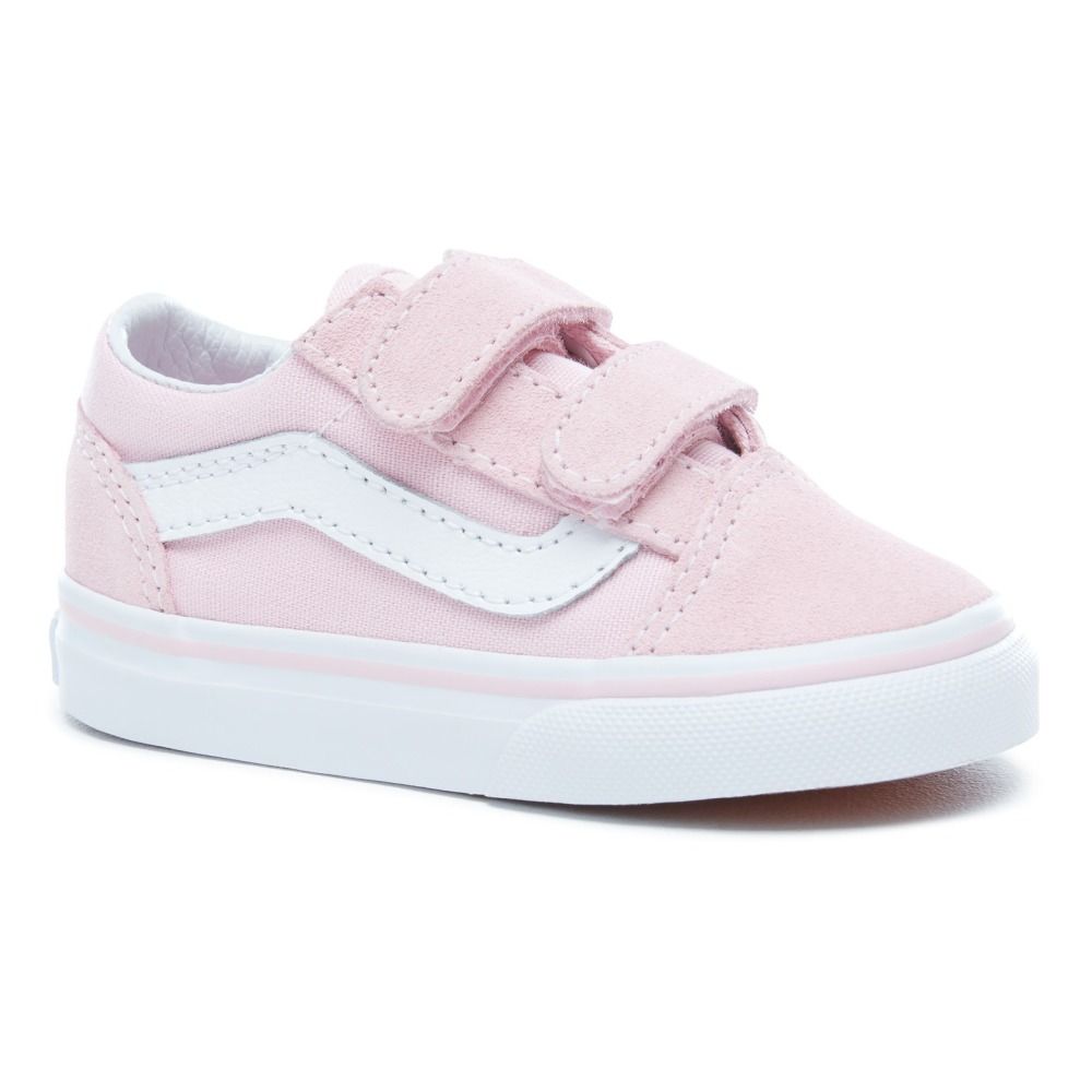 Old Skool Suede and Canvas Velcro Trainers Pink Vans Shoes Baby