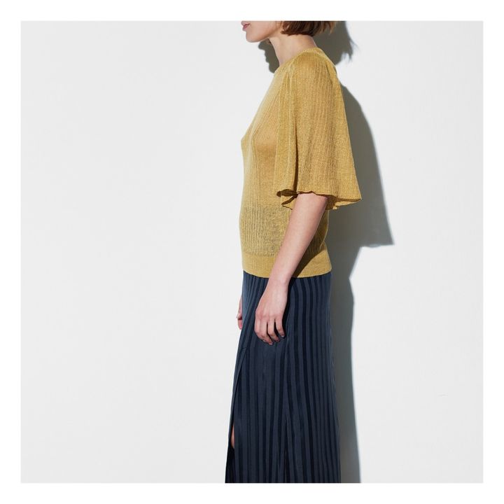 Linen Flare Sleeve Jumper | Yellow Curry colour- Product image n°3
