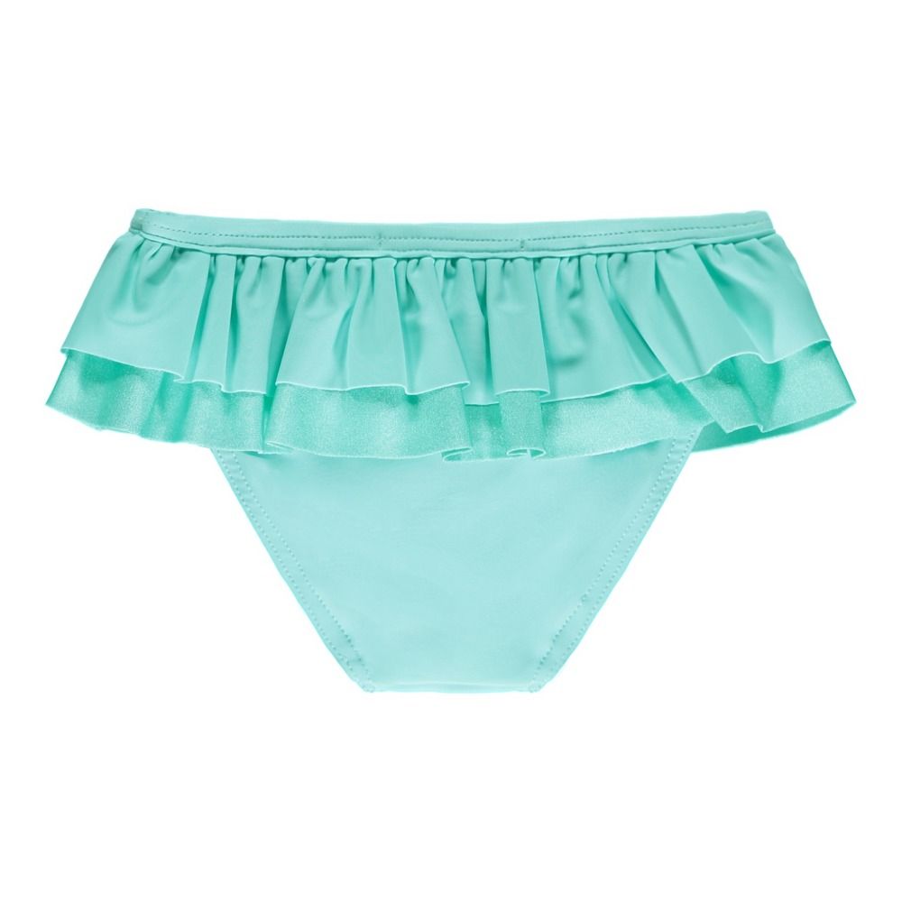 Iridescent Ruffled Double Plain Swimming Bottoms Green water Lison ...