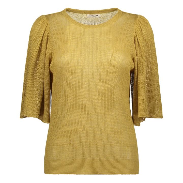 Linen Flare Sleeve Jumper | Yellow Curry colour- Product image n°0