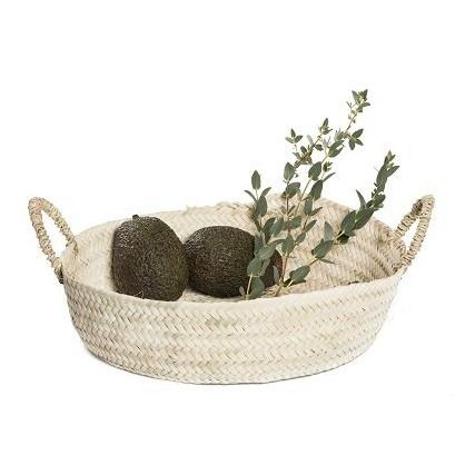 Cesta redonda de hoja de palmera