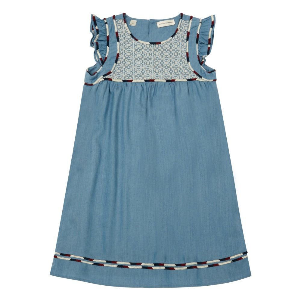 Les Coyotes de Paris - Robe Brodée Chambray Sadie - Fille - Bleu