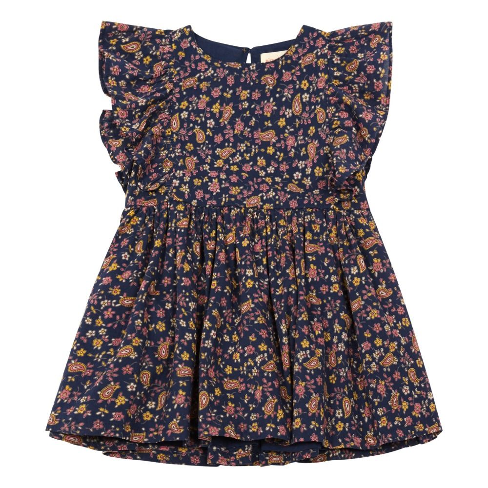 Simple Kids - Robe Volants Fleurie Maize - Fille - Bleu