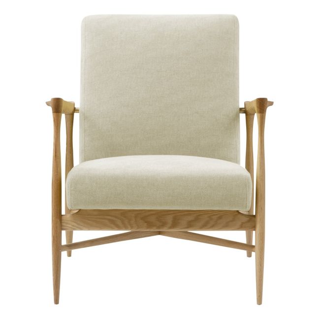 Fauteuil Floating, structure chêne, tissu Craie