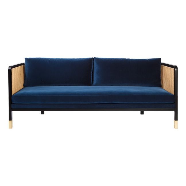 Cannage 3 Seat Sofa - Velvet Navy blue
