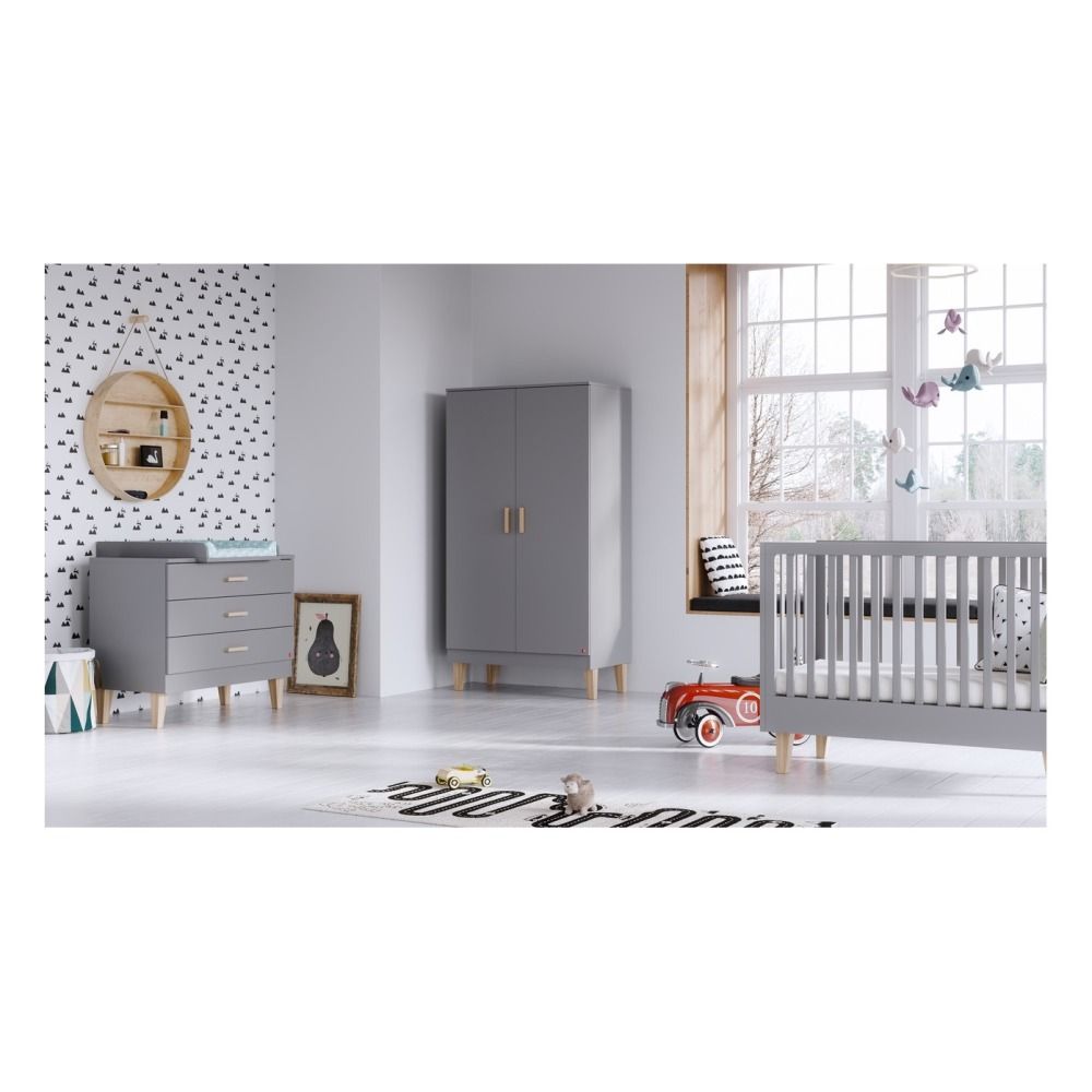 Lounge Oak Baby Changing Table Light grey VOX Design Baby