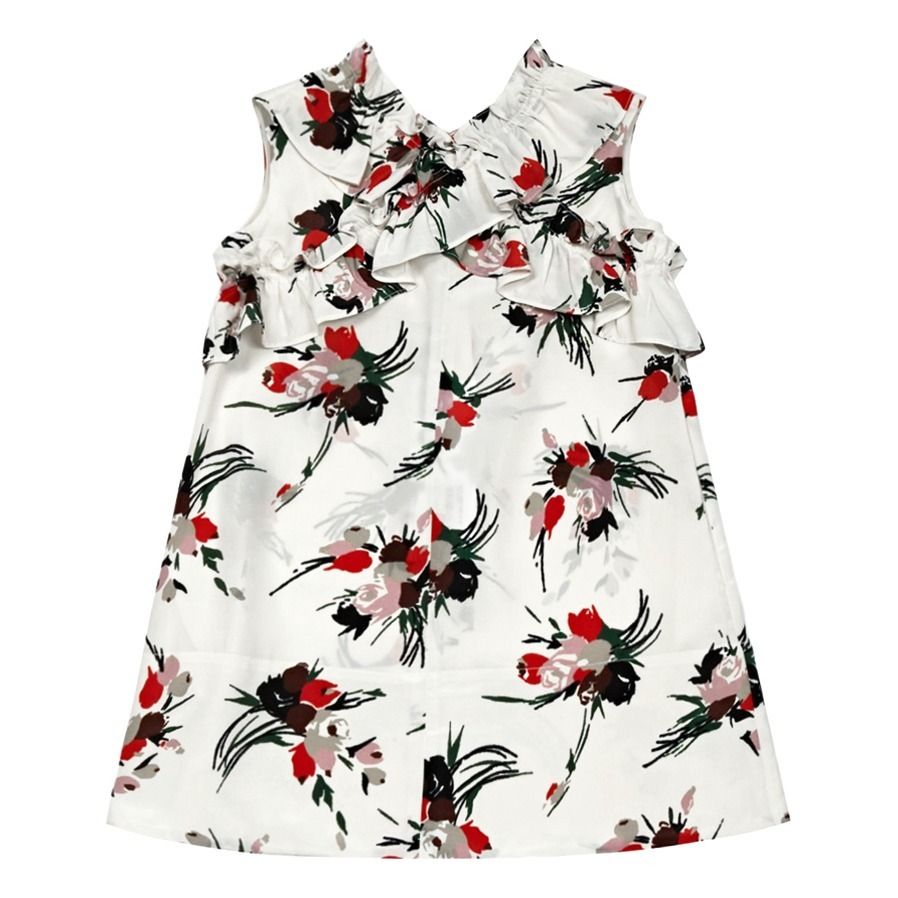 Marni - Robe Volants Croisés Fleurs - Fille - Blanc