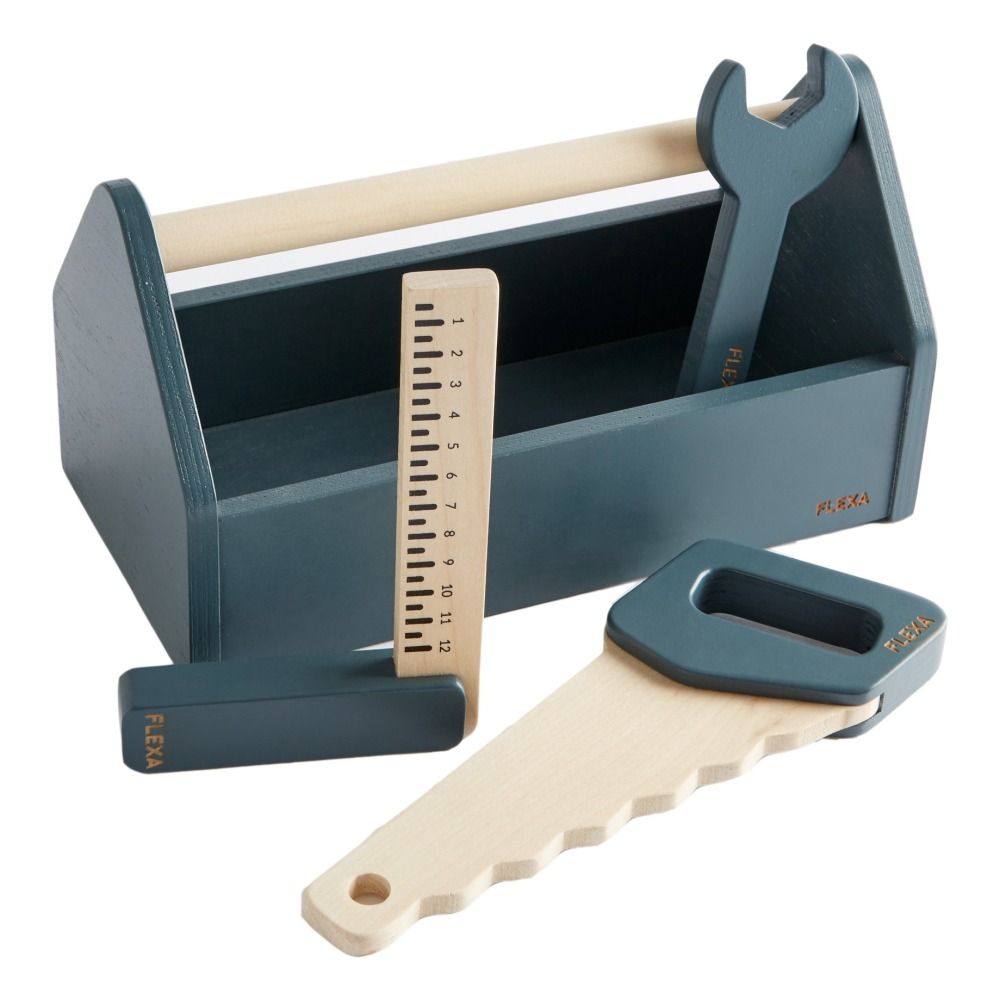 Flexa - Boîte à outils en bois - Set de 4 - Bleu nuit