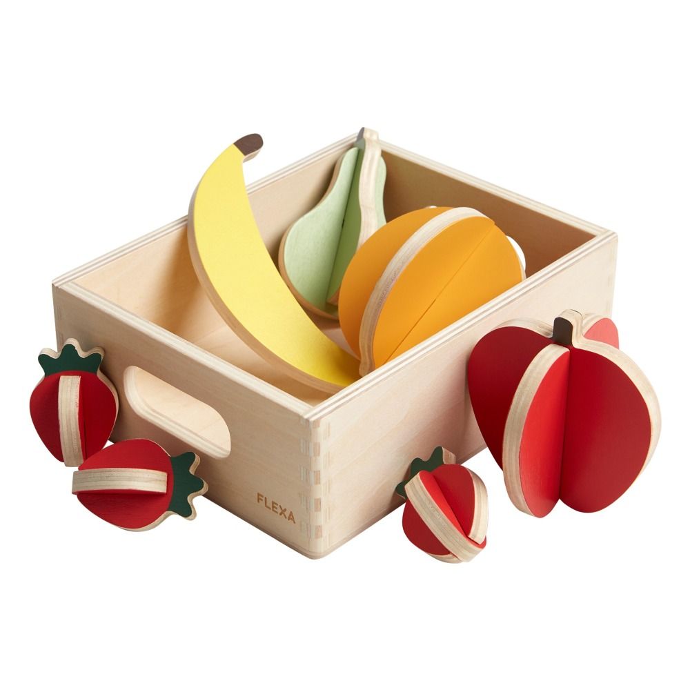 Flexa - Cagette de fruits en bois - Set de 8 pièces - Multicolore