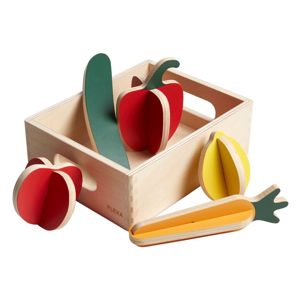 Flexa - Cagette de légumes en bois - Set de 6 pièces - Multicolore