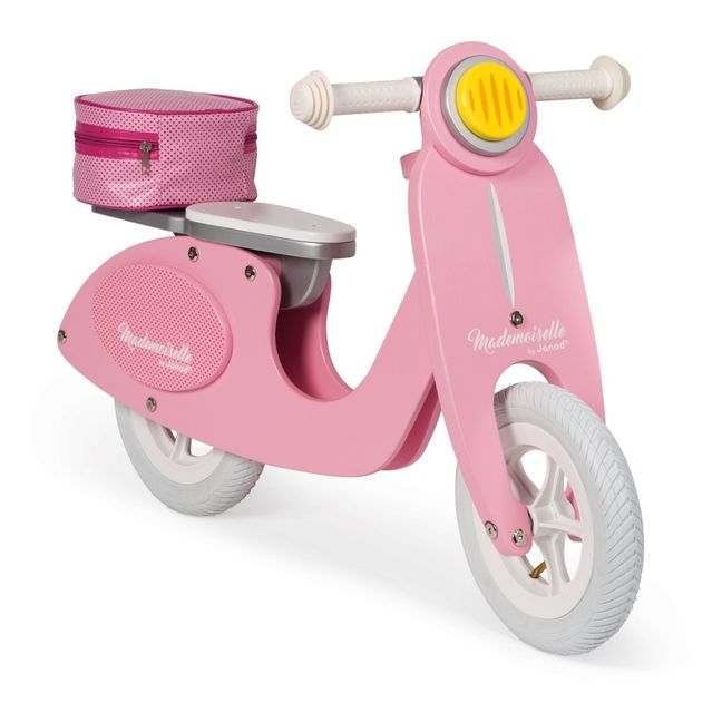 Moto Mademoiselle de madera con maleta