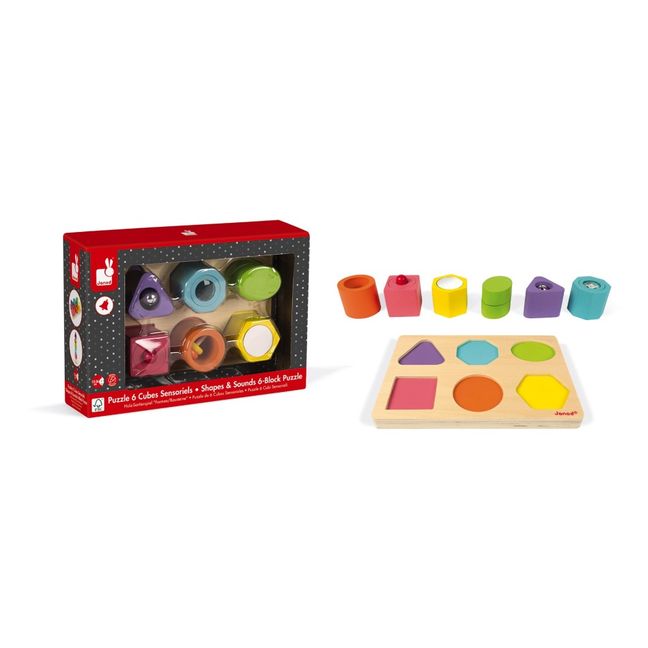 Puzzle 6 cubes sensoriels en bois