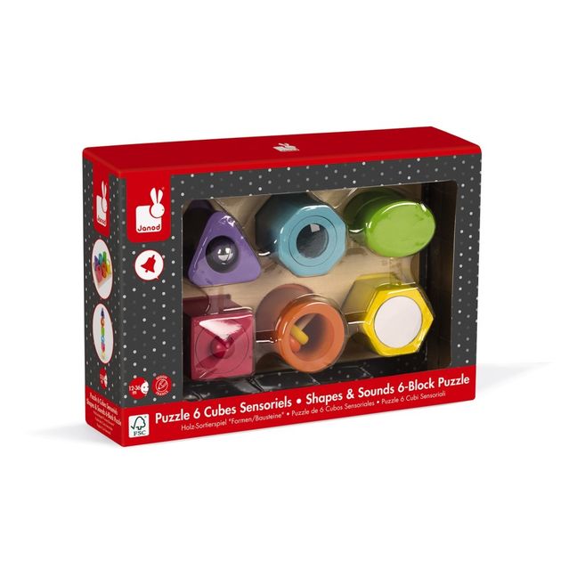 Puzzle 6 cubes sensoriels en bois