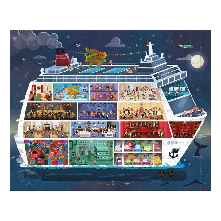 Janod - Puzzle bateau de croisière - Set de 2 puzzles 100 et 200