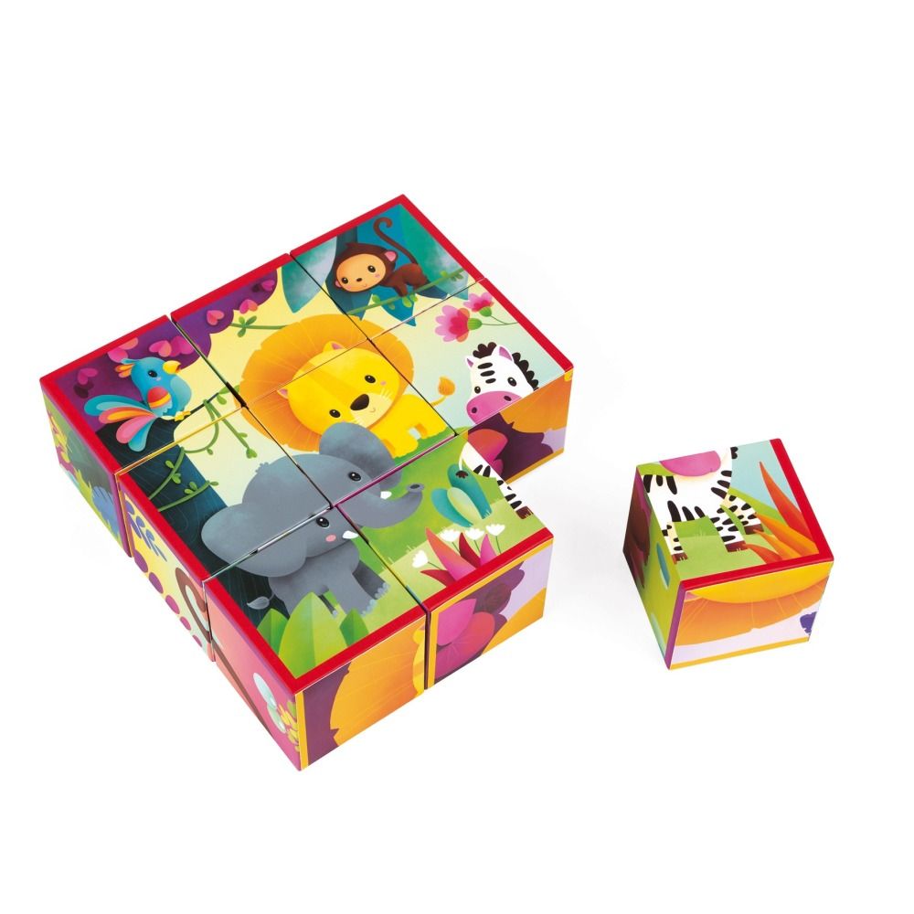 Janod - Cubes animaux de la jungle - Set de 9 - Multicolore