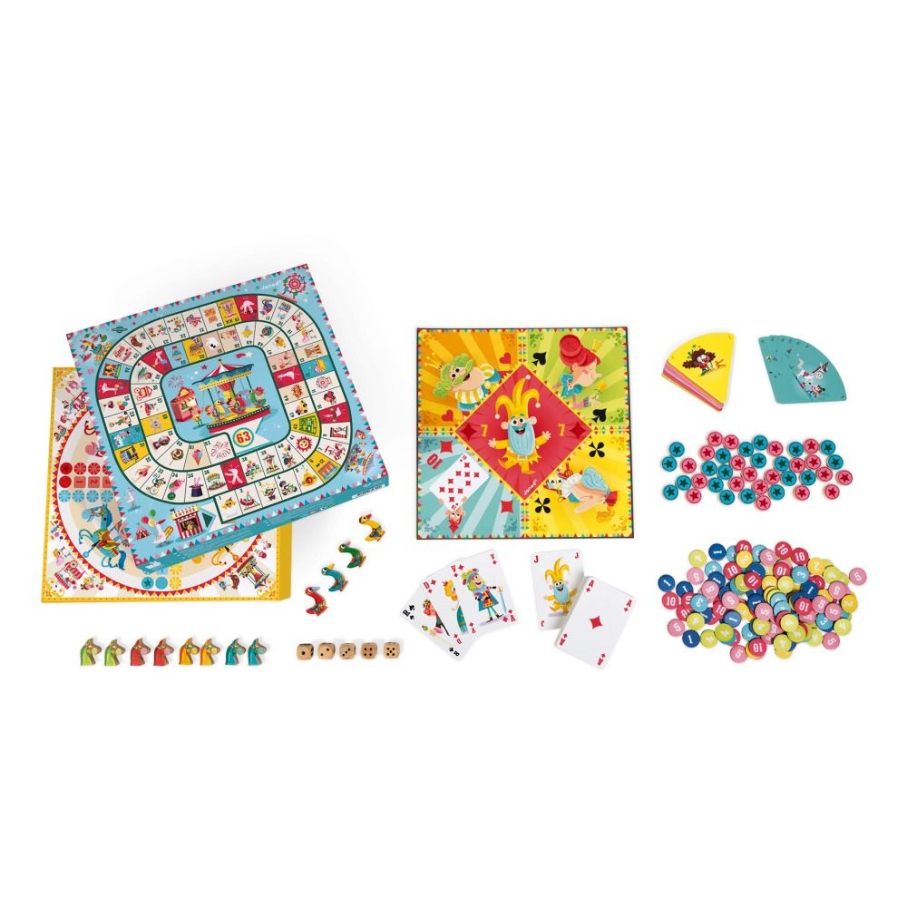 Janod - Coffret multi-jeux Carrousel - Multicolore