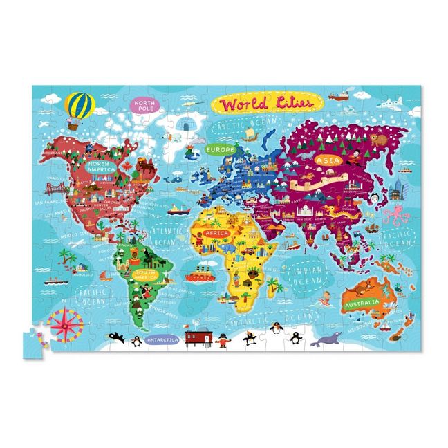 "Cities of the Word" Puzzle Map - 200 pieces Blue