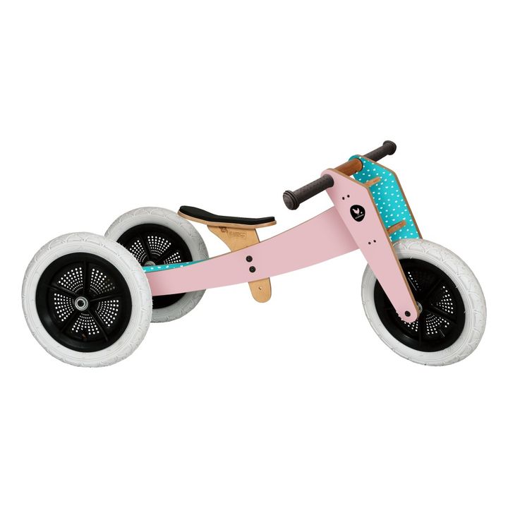 Bicicleta sin pedales para niños de madera natural rosa