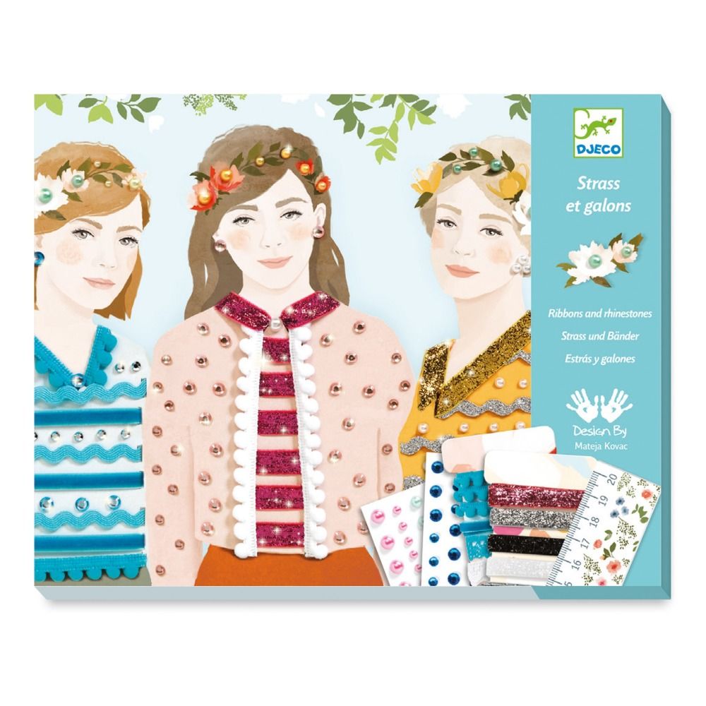 Djeco - Jeu créatif strass et galons Filles des quatre saisons - Multicolore
