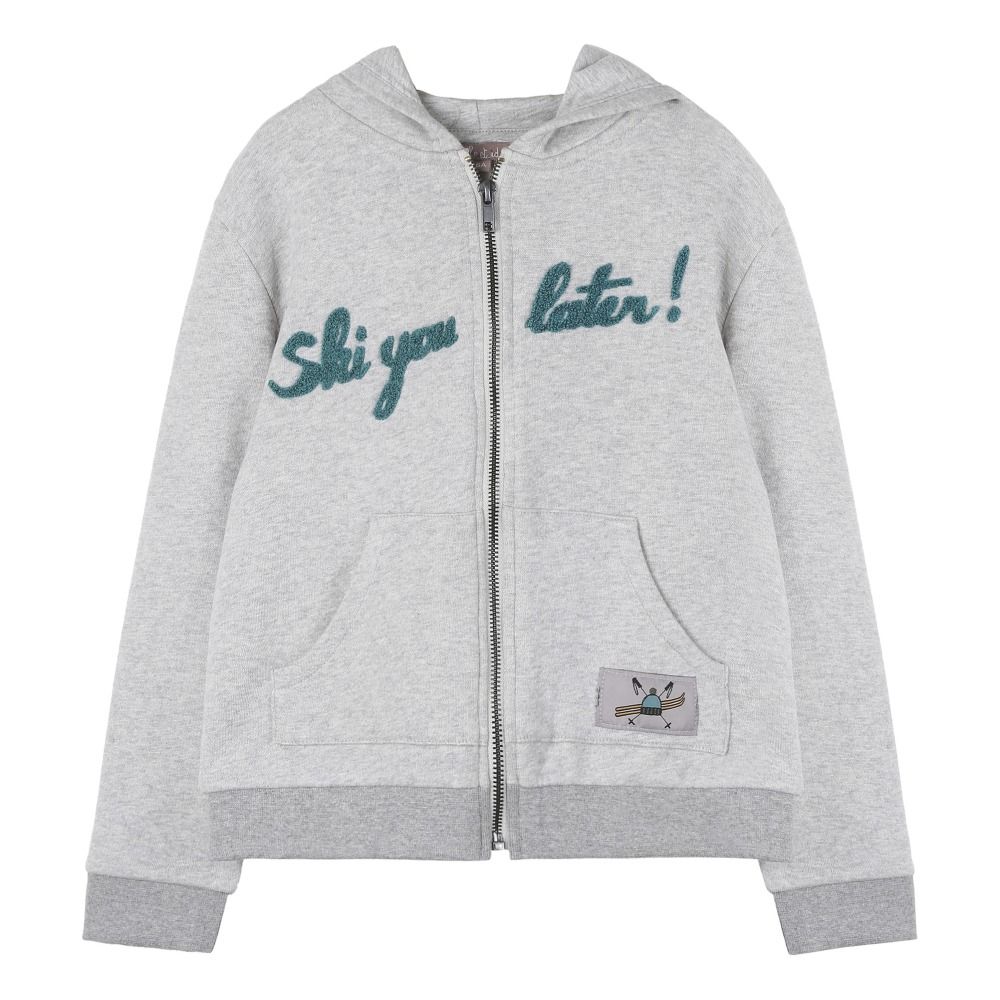 Emile et Ida - Sweat Zippé Capuche Masque Ski - Garçon - Gris chiné