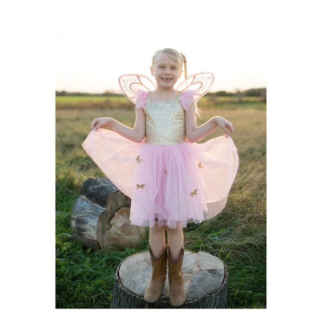 Vestido de mariposa conalas doradas